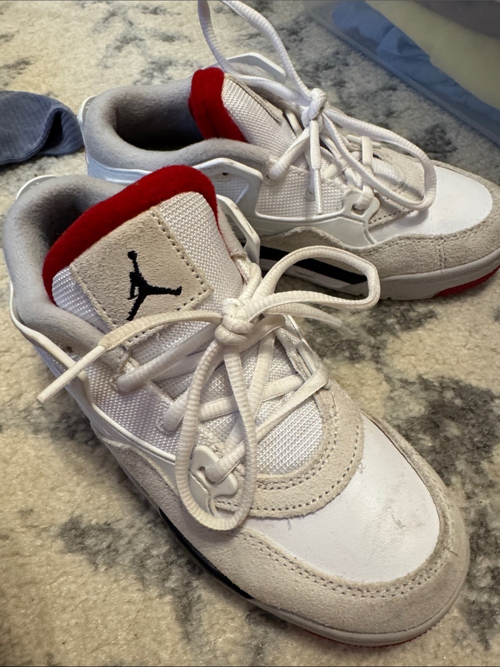 NIKE Jordan Kids White and Red Sneakers  2 Youth